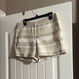 White House Black Market Cream and Tan Striped Shorts